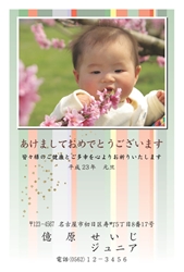 パステルカラーの縦ストライプの年賀状